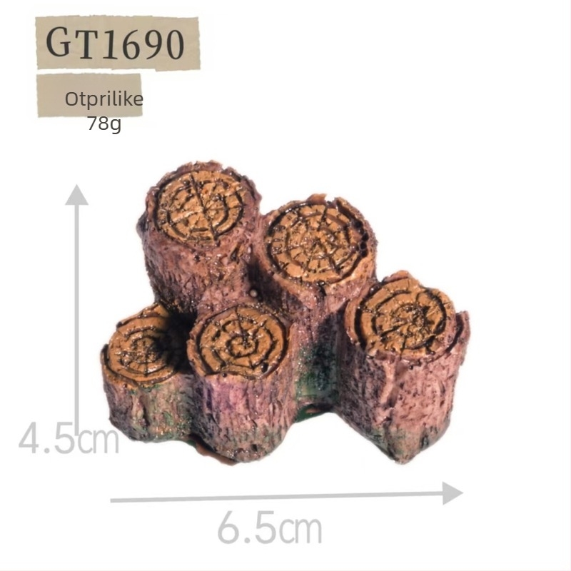 Smolnata mikro pejzažna dekoracija s mostom na deblo i mahom za akvarij, geometrijski oblik, kineski stil, prilagođena obrada, GT1690