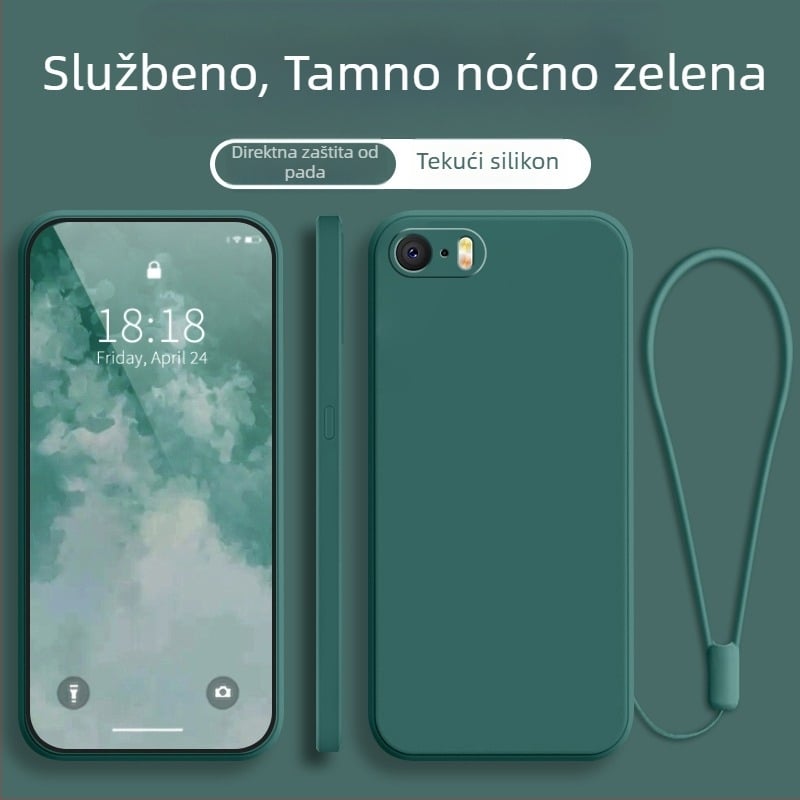 Kućište za iPhone SE serije (1.–4. generacija), potpunu zaštitu, otporan na padove, crno