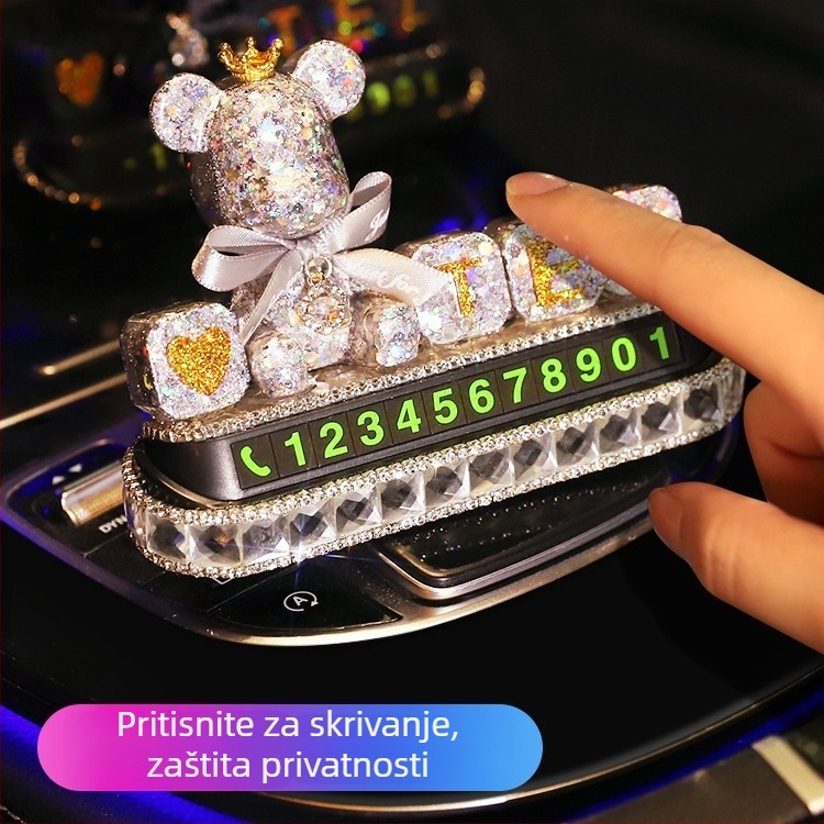 Karta za parkiranje s dizajnom medvjedića - Plastika, Otisnut logotip, Marka Janina, Model Parking Card, Tip Hidden