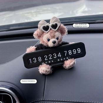 Automobilska registarska pločica i pločica za parkiranje s karikaturnim medvjedom, pločica za telefon u automobilu, plast