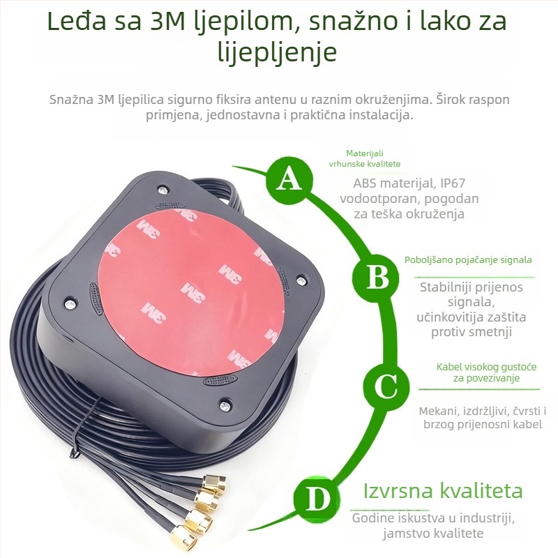 Kabinetska antena za DTU/NB/3G/4G module – četiri-u-jednom univerzalna antena, cijeli raspon 4G/5G