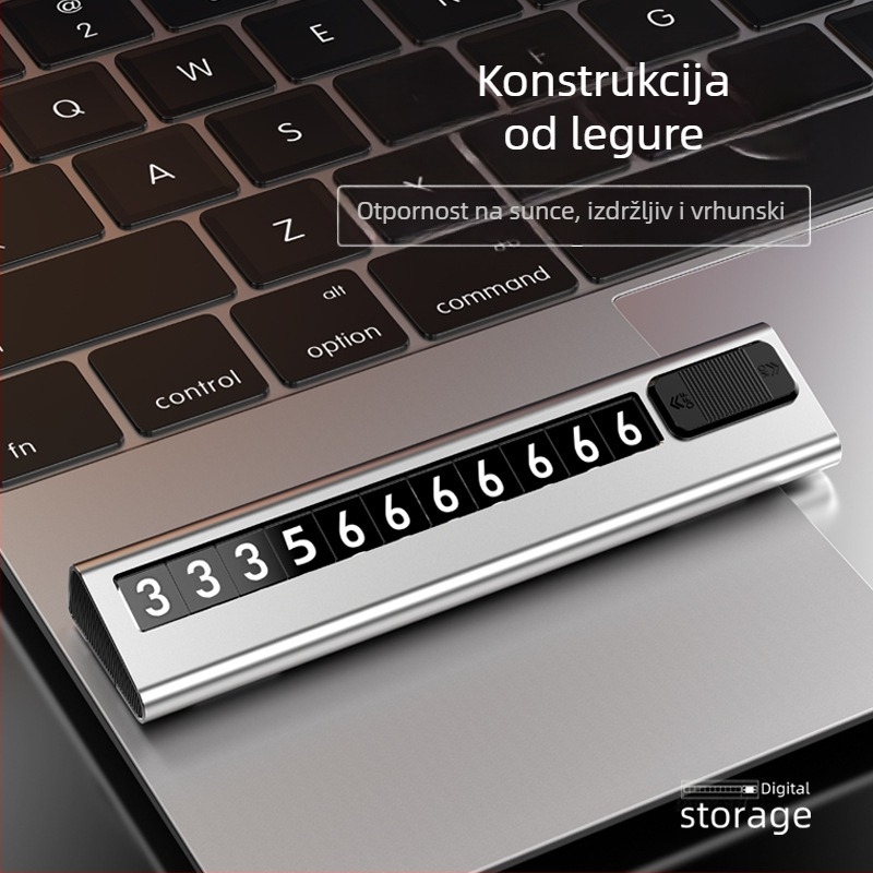 Metalni privremeni znak za parkiranje s brojem mobitela, pomična pločica broja vozila, skrivena funkcija, magnetski, model Vlb, moguć ispis logotipa