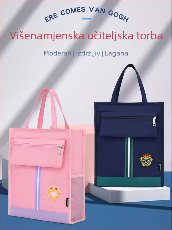 Školska torba od Oxford platna sa zatvaračem – ultralagana, prugasti uzorak, za osnovnu školu