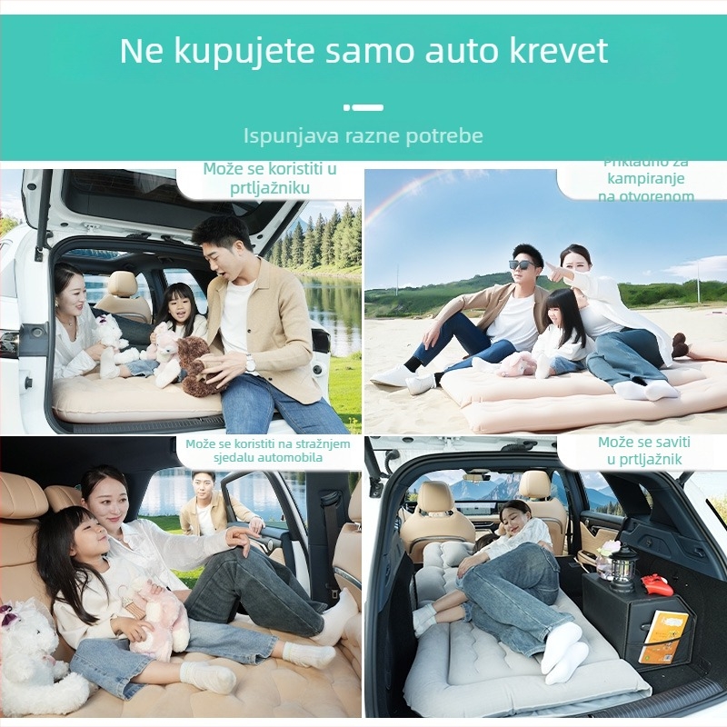 Yaxiu nafukivi madrac za stražnje sjedalo automobila, automatsko napuhavanje, nosivost 500 kg, flocked tkanina, automatska pumpa, unutarnja i vanjska uporaba