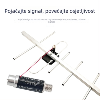 A20 TV antena — Yagi dizajn, pojačivač signala, DTMB/ATSC zemaljski signali