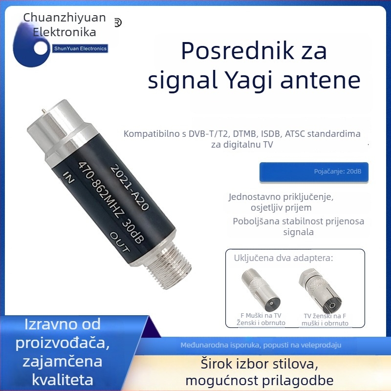 A20 TV antena — Yagi dizajn, pojačivač signala, DTMB/ATSC zemaljski signali