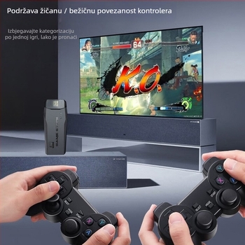 M8 joystick konzola – za dva igrača, bežično, 64-bit OS, 512MB RAM, USB/HDMI