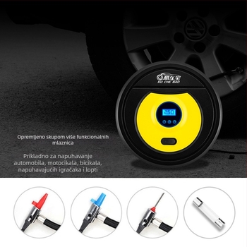 Automobilska pumpa za naflaćivanje guma s digitalnim zaslonom, 12V, 120W, 50 L/min, 3 m kabel (12V, 120W, 50 L/min, digitalni zaslon, 3 m kabel)