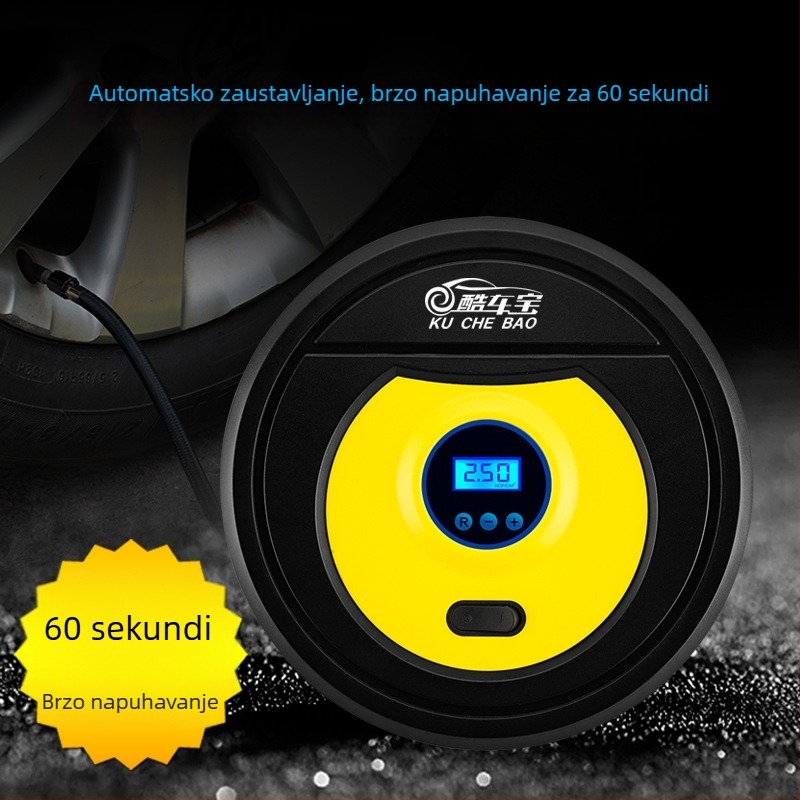 Automobilska pumpa za naflaćivanje guma s digitalnim zaslonom, 12V, 120W, 50 L/min, 3 m kabel (12V, 120W, 50 L/min, digitalni zaslon, 3 m kabel)