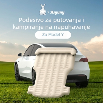 Podložak za stražnji dio automobila Tesla Model Y, debeli flok materijal, električno naduhvanje, nosivost 500 kg, tiskano logo