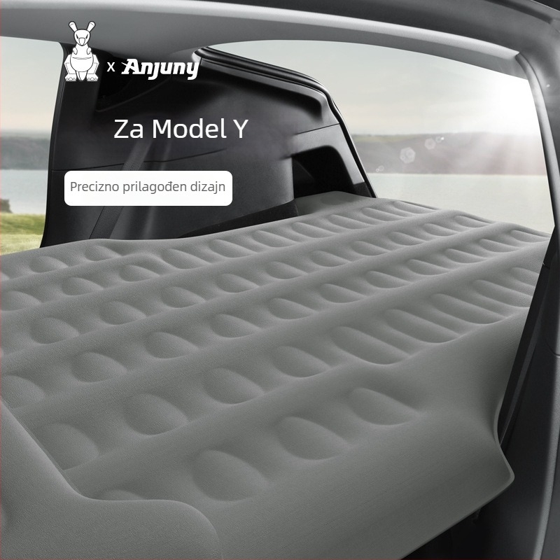 Podložak za stražnji dio automobila Tesla Model Y, debeli flok materijal, električno naduhvanje, nosivost 500 kg, tiskano logo