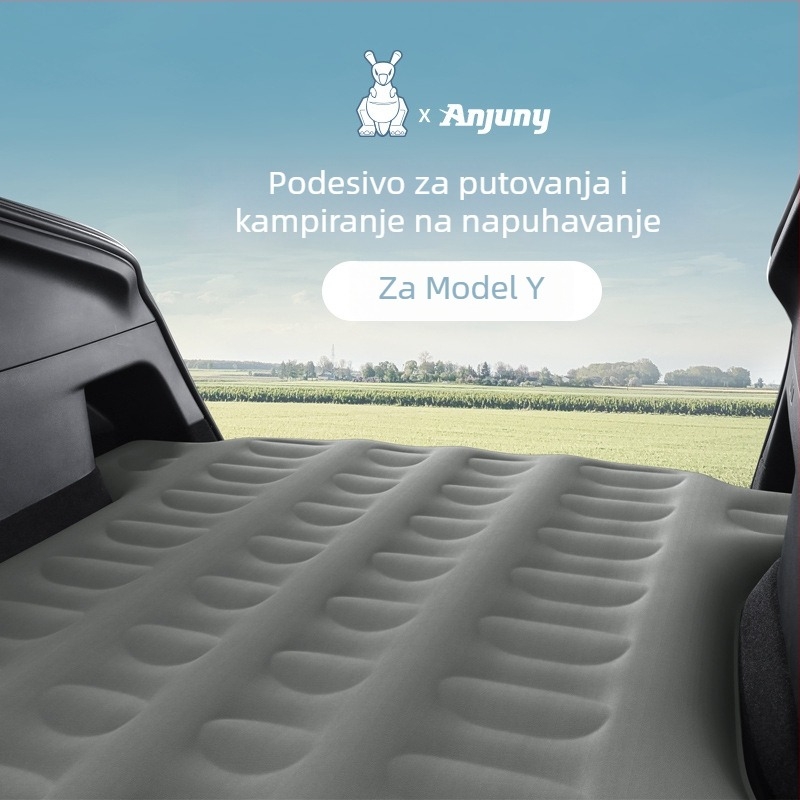 Podložak za stražnji dio automobila Tesla Model Y, debeli flok materijal, električno naduhvanje, nosivost 500 kg, tiskano logo