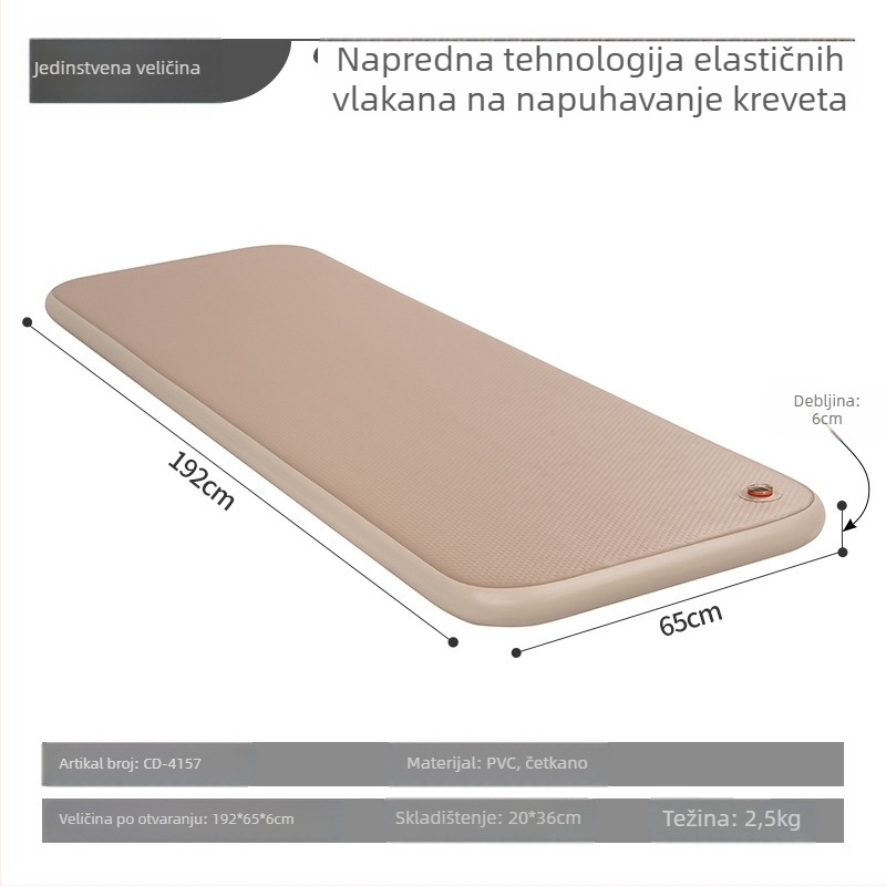 Naduvljivi madrac za kampiranje s vanjskom pumpom, ručno napuhavanje, težina 2,5 kg, nosivost 500 kg, površina od kompozitne tkanine