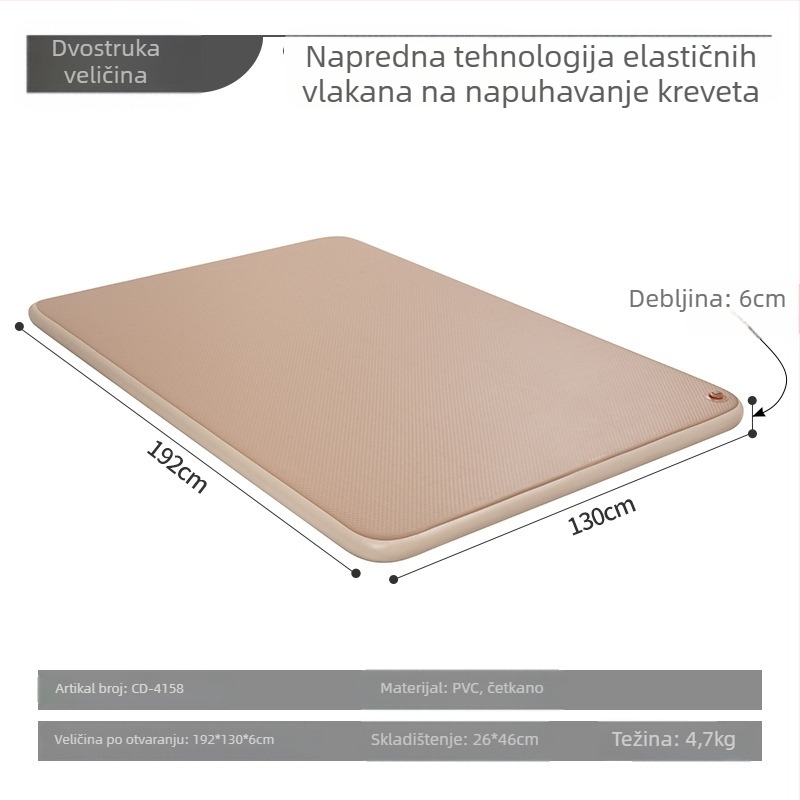 Naduvljivi madrac za kampiranje s vanjskom pumpom, ručno napuhavanje, težina 2,5 kg, nosivost 500 kg, površina od kompozitne tkanine
