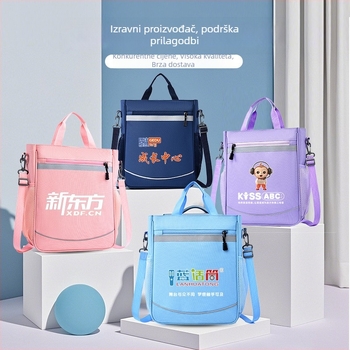 Školska torba za osnovnu školu s prilagođenim logotipom, Oxford tkanina, unisex, crossbody torba, prozračna, izdržljiva, reflektirajuća za noćnu sigurnost, podstava od poliestera