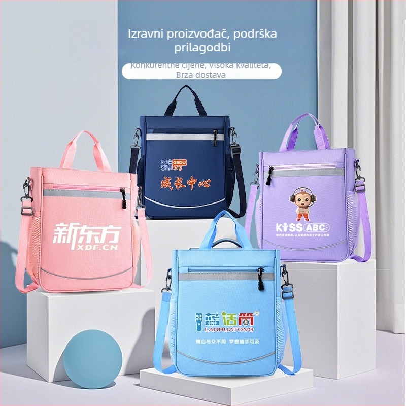 Školska torba za osnovnu školu s prilagođenim logotipom, Oxford tkanina, unisex, crossbody torba, prozračna, izdržljiva, reflektirajuća za noćnu sigurnost, podstava od poliestera