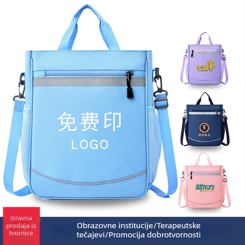 Školska torba za osnovnu školu s prilagođenim logotipom, Oxford tkanina, unisex, crossbody torba, prozračna, izdržljiva, reflektirajuća za noćnu sigurnost, podstava od poliestera