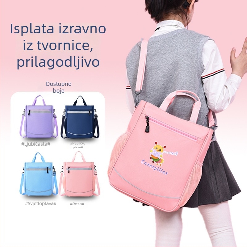 Školska torba za osnovnu školu s prilagođenim logotipom, Oxford tkanina, unisex, crossbody torba, prozračna, izdržljiva, reflektirajuća za noćnu sigurnost, podstava od poliestera
