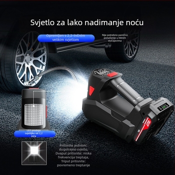 Bežični pumpa za automobile za gume s digitalnim zaslonom, LED rasvjeta, 12V, 120W, 3 m kabel