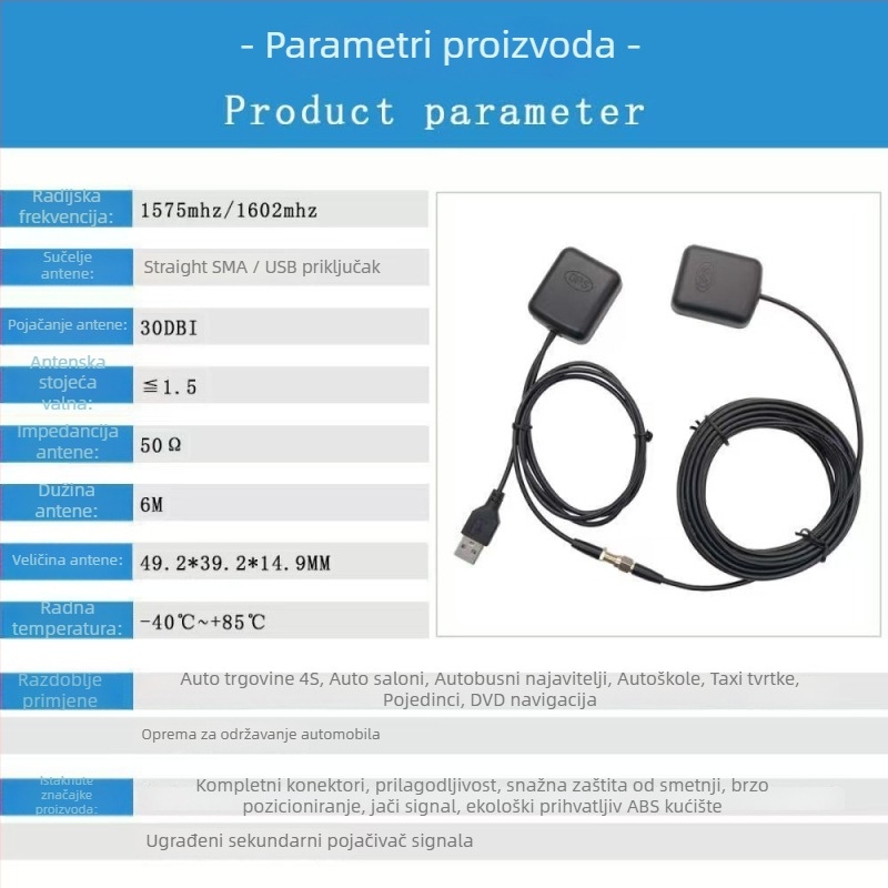 Automobilski navigator Beidou GPS s pojačivačem i prijenosnom antenom za signal