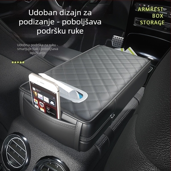 Naiduo Kožna Podignuta Naslona Za Automobil – Univerzalna Kompatibilnost, Kutija za Maramice, Središnja Višestruka Podloga