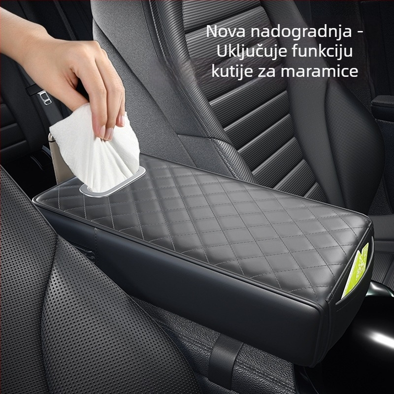 Naiduo Kožna Podignuta Naslona Za Automobil – Univerzalna Kompatibilnost, Kutija za Maramice, Središnja Višestruka Podloga