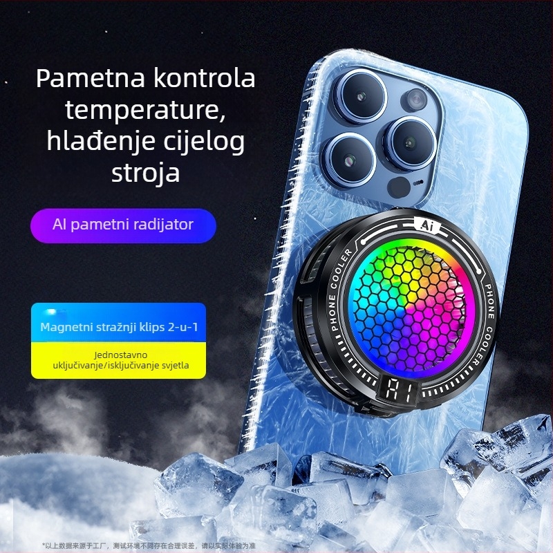 TL10 hladnjak za mobitel s AI upravljanjem temperaturom, Type-C sučelje, 9V napajanje, materijal ABS + aluminij + toplinski vodljivi silikon