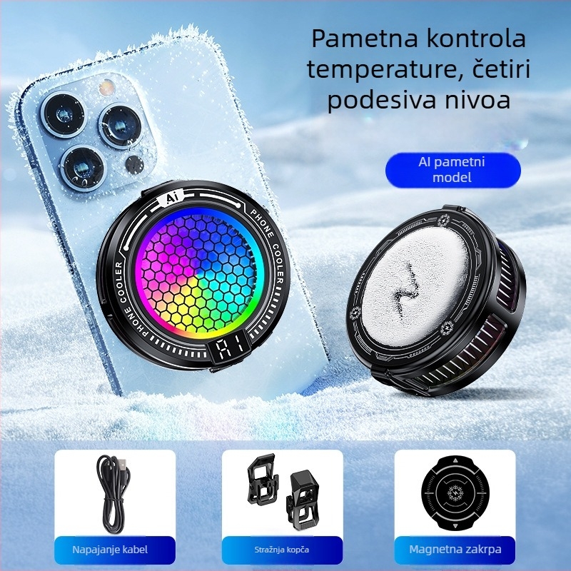 TL10 hladnjak za mobitel s AI upravljanjem temperaturom, Type-C sučelje, 9V napajanje, materijal ABS + aluminij + toplinski vodljivi silikon