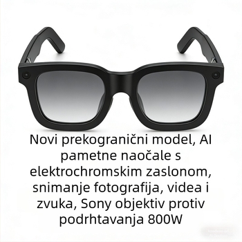 E02C pametne naočale s AI prijevodom i elektrochromnom kamerom 800W, Bluetooth, na glavi