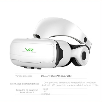 G02ef VR naočale – na glavi, ulaz videa s mobitela, rezolucija 720–1080, 3D virtualna stvarnost