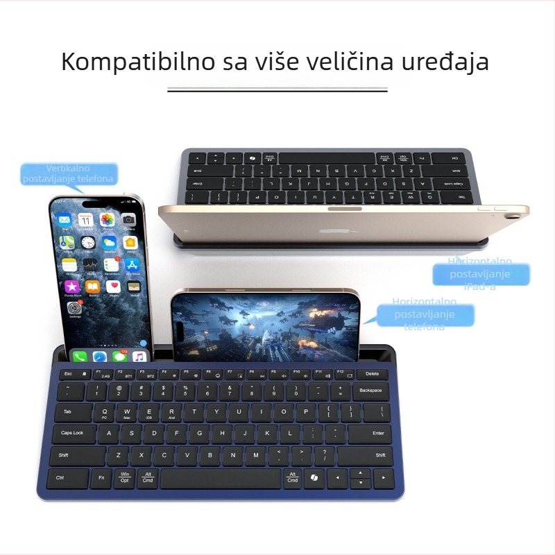 Ultra-tanka Bluetooth tipkovnica, punjiva, bežična, tihi rad, 78 tipki, USB/Bluetooth, za tablete i prijenosna računala