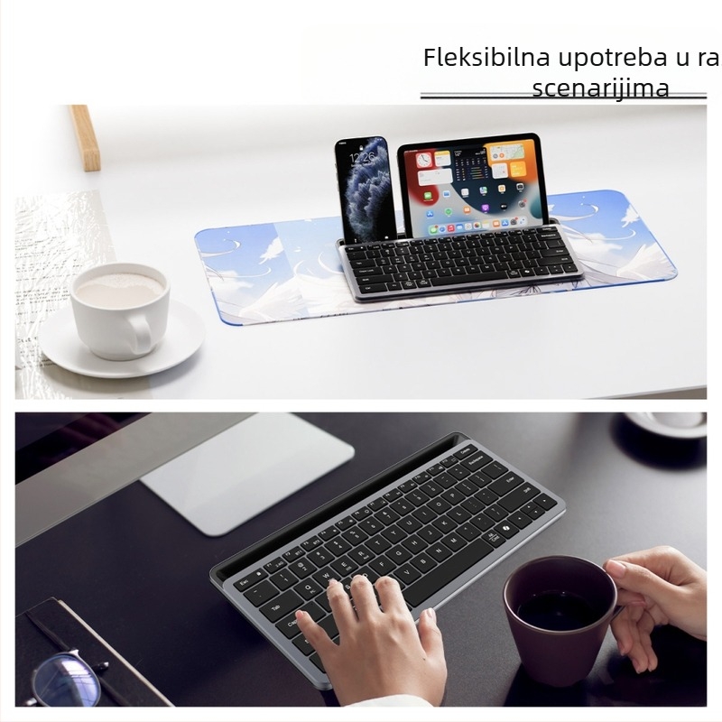 Ultra-tanka Bluetooth tipkovnica, punjiva, bežična, tihi rad, 78 tipki, USB/Bluetooth, za tablete i prijenosna računala