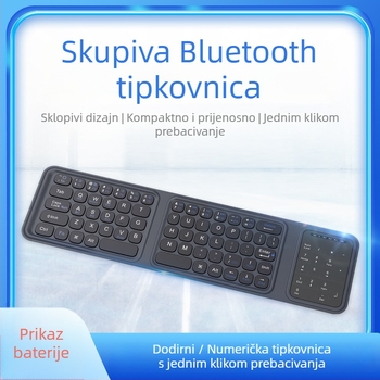 Bluetooth tipkovnica s trostrukim sklopom i touchpadom – ultra tanka, punjiva, tiha, za pametne telefone i tablete