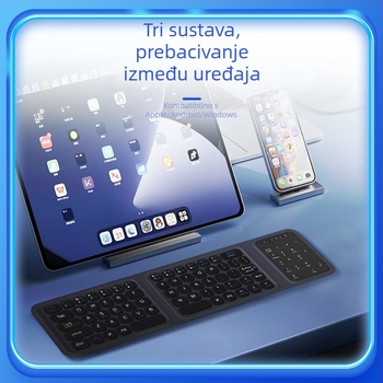 Bluetooth tipkovnica s trostrukim sklopom i touchpadom – ultra tanka, punjiva, tiha, za pametne telefone i tablete