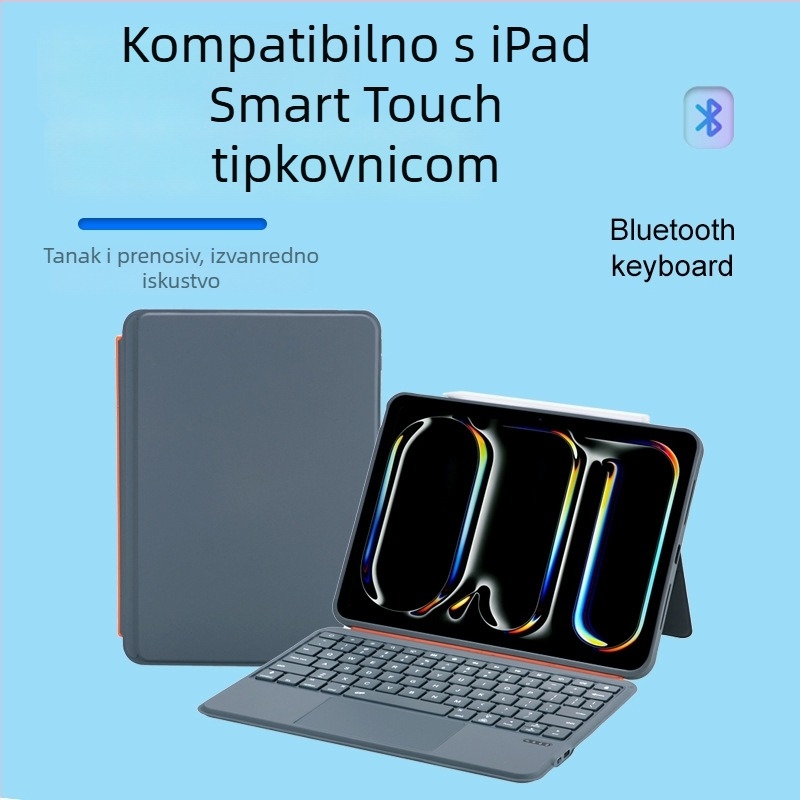 Kožna torbica s Bluetooth tipkovnicom za iPad Pro 11 — model 2025, kompatibilno s Apple, ergonomska podrška, OEM proizvodnja, težina 650 g