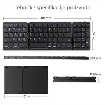 Bežična Bluetooth tipkovnica B089 — univerzalna kompatibilnost, ergonomski dizajn, težina 215 g