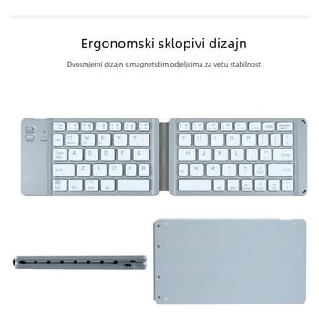 BO33 Bluetooth sklopiva tipkovnica za telefone i tablete, dvostruki sklopni dizajn, kompatibilnost s 3 sustava, 0,3 kg