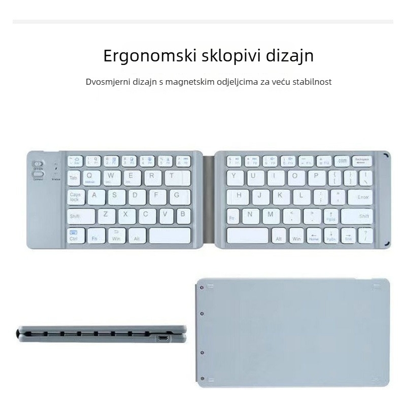 BO33 Bluetooth sklopiva tipkovnica za telefone i tablete, dvostruki sklopni dizajn, kompatibilnost s 3 sustava, 0,3 kg