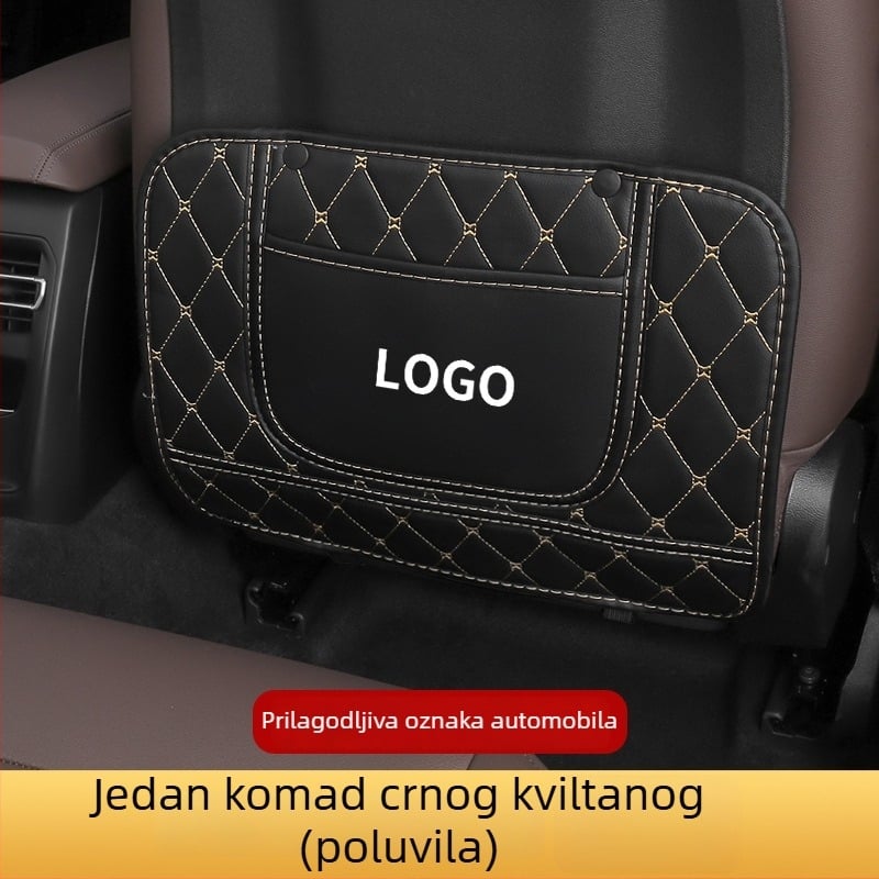 Kožna zaštitna podloga stražnjeg dijela automobilske sjedalice protiv udaranja, dječji karikaturistički dizajn, universalno za sve sezone, stil leptir-dijamant, s tiskanim logom