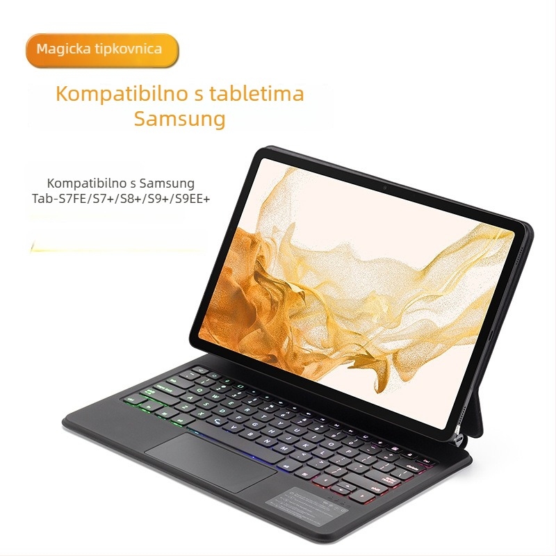 Magnetska Bluetooth tipkovnica za Samsung Galaxy Tab S7 FE, S7+, S8+, S9+ (12,4 inča)
