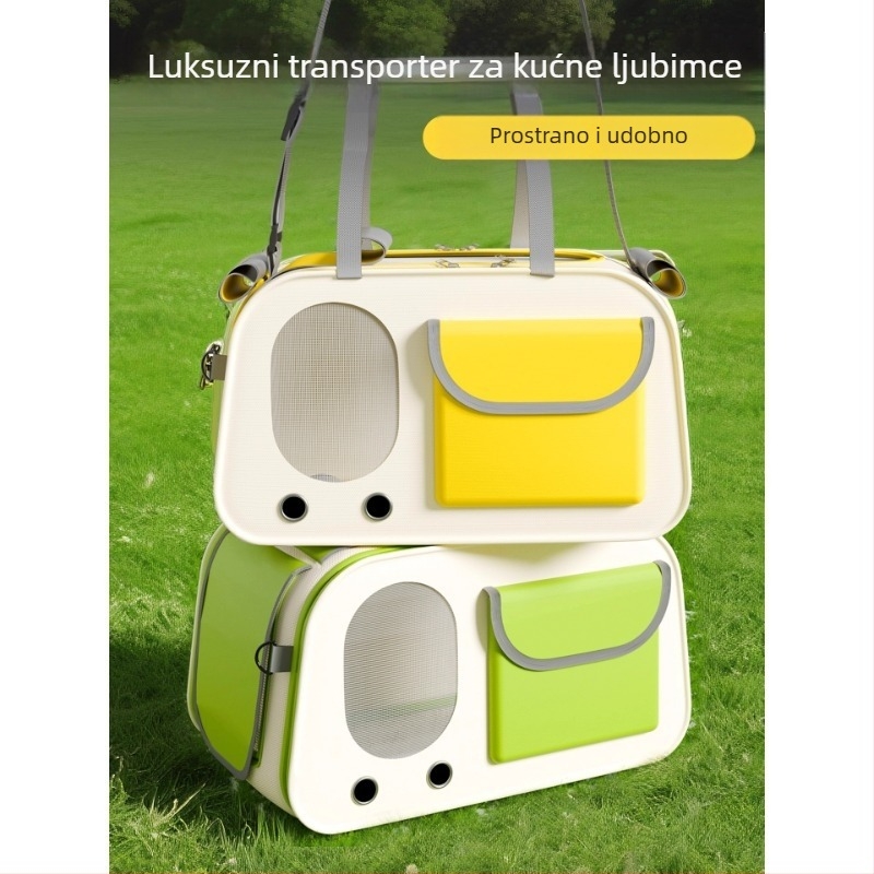 Torba za kućne ljubimce za putovanje — lagana s ručnim i cross-body dizajnom, prozračna i prostrana, materijal Oxford, marka Seven oh, jednobojni uzorak (Oxford; do 10 kg; Seven oh; jednobojni uzorak)