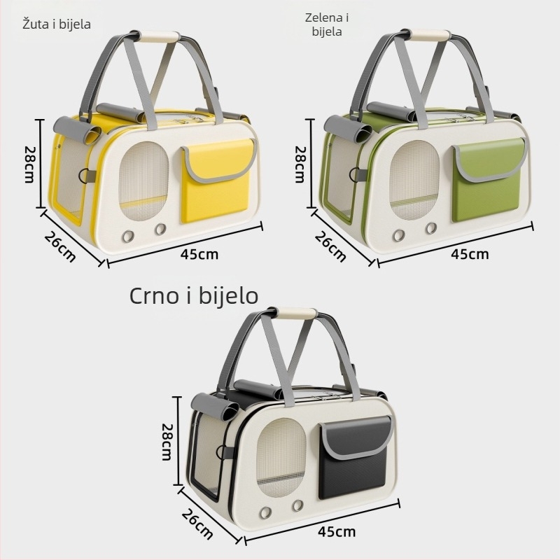 Torba za kućne ljubimce za putovanje — lagana s ručnim i cross-body dizajnom, prozračna i prostrana, materijal Oxford, marka Seven oh, jednobojni uzorak (Oxford; do 10 kg; Seven oh; jednobojni uzorak)
