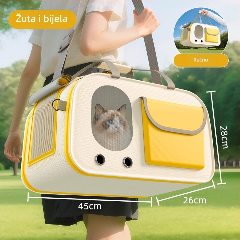 Torba za kućne ljubimce za putovanje — lagana s ručnim i cross-body dizajnom, prozračna i prostrana, materijal Oxford, marka Seven oh, jednobojni uzorak (Oxford; do 10 kg; Seven oh; jednobojni uzorak)