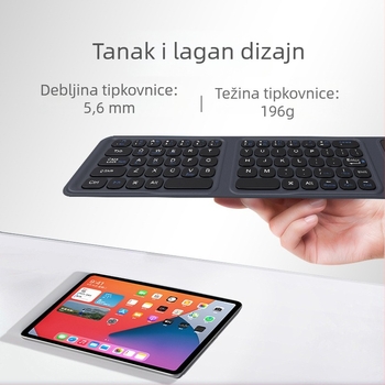 Bežična sklopiva Bluetooth tipkovnica za iPad, tablete, Android telefone i računala – tanka, prijenosna, ergonomska