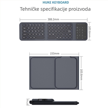 Bežična sklopiva Bluetooth tipkovnica za iPad, tablete, Android telefone i računala – tanka, prijenosna, ergonomska