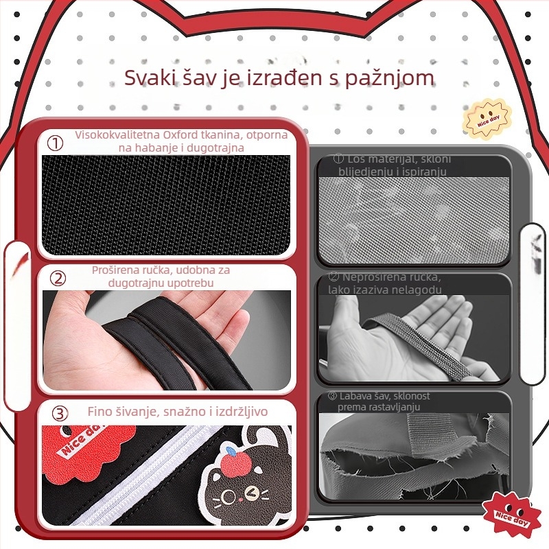 Torba za podučavanje s više pretinaca, za knjige i skladištenje, slatki crtani dizajn (Brand: Kappa bear; Materijal: Canvas; Oblik: Zip, Crtani)