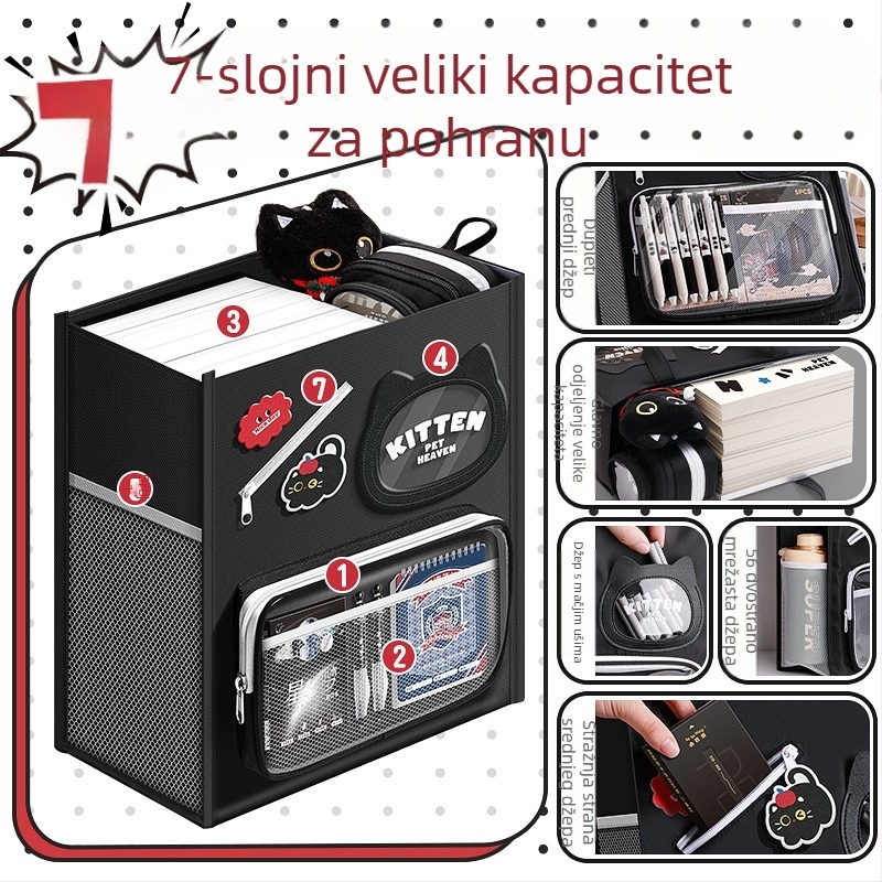 Torba za podučavanje s više pretinaca, za knjige i skladištenje, slatki crtani dizajn (Brand: Kappa bear; Materijal: Canvas; Oblik: Zip, Crtani)