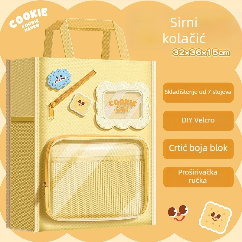 Torba za podučavanje s više pretinaca, za knjige i skladištenje, slatki crtani dizajn (Brand: Kappa bear; Materijal: Canvas; Oblik: Zip, Crtani)