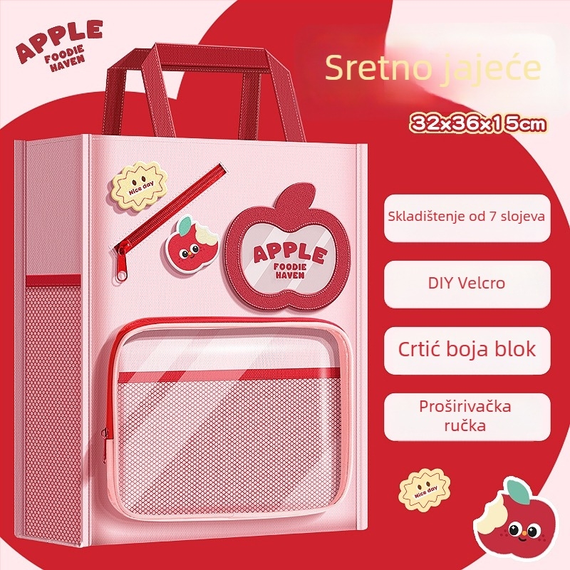 Torba za podučavanje s više pretinaca, za knjige i skladištenje, slatki crtani dizajn (Brand: Kappa bear; Materijal: Canvas; Oblik: Zip, Crtani)