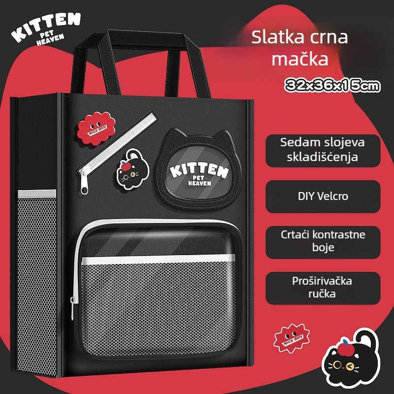 Torba za podučavanje s više pretinaca, za knjige i skladištenje, slatki crtani dizajn (Brand: Kappa bear; Materijal: Canvas; Oblik: Zip, Crtani)